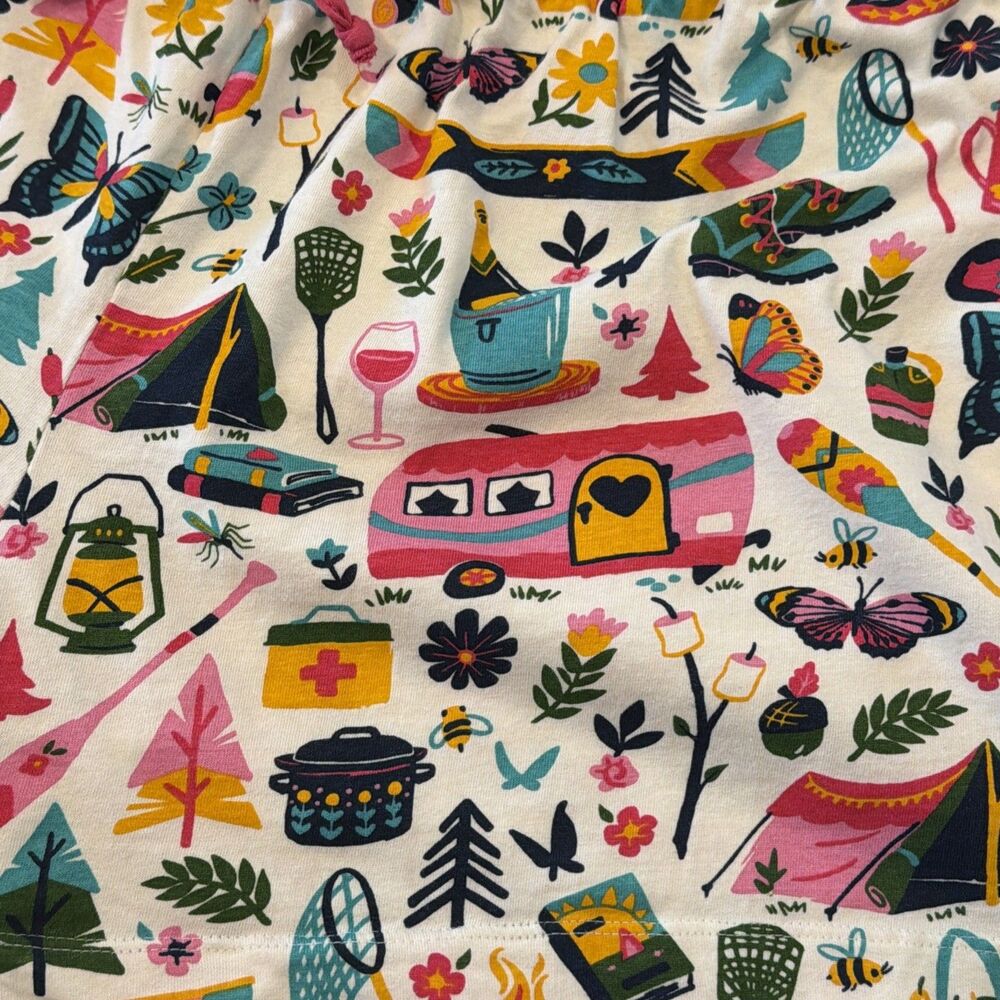 Little Blue House Womens L Pajama Shorts PJ Girly Glamping Sleep Lounge Campcore - Picture 7 of 15